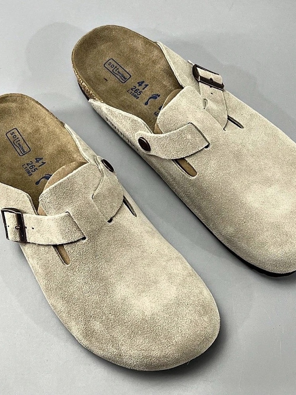 Birkenstock Boston Soft Footbed Suede Clogs Beige （unisex）no box